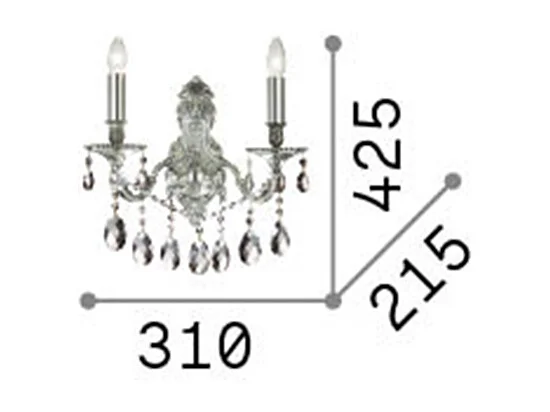 Ideal Lux Gioconda Applique murale d'intérieur à 2 ampoules, or avec cristaux, E14