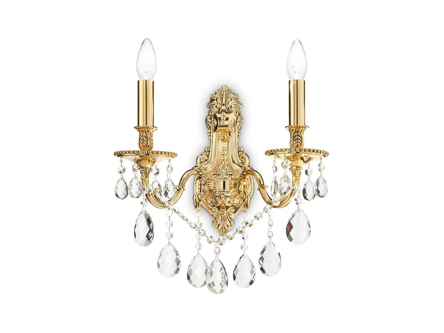 Ideal Lux Gioconda - 2 licht Indoor Candle Wandleuchte Gold mit Kristallen, E14