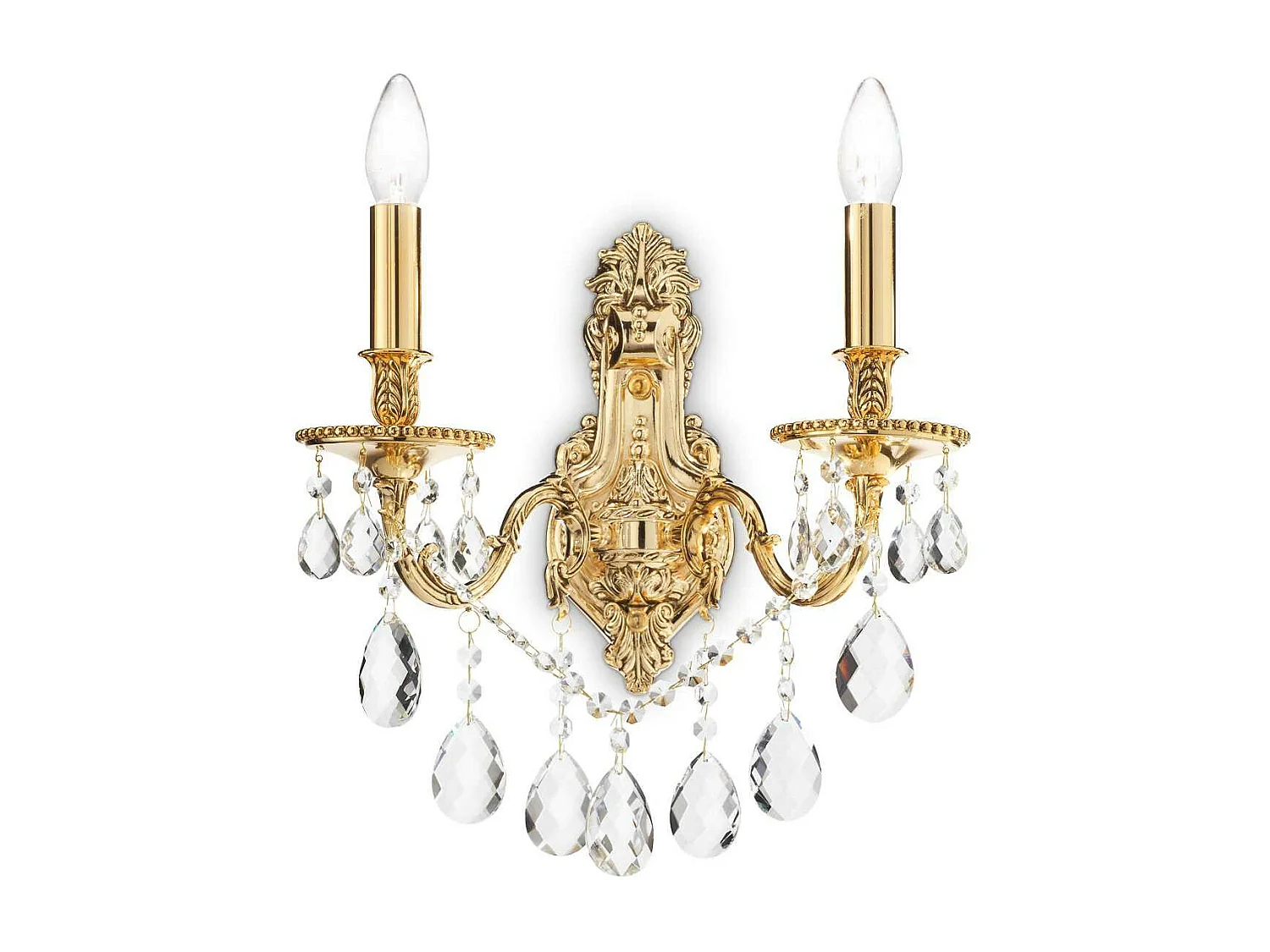 Ideal Lux Gioconda Applique murale d'intérieur à 2 ampoules, or avec cristaux, E14