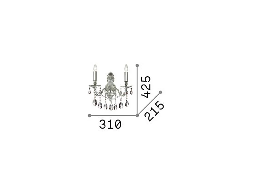 Ideal Lux Gioconda Applique murale d'intérieur à 2 ampoules, or avec cristaux, E14