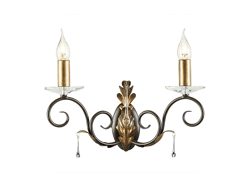 Elstead Amarilli 2 ljus inomhusljus väggljus guld, blommig bladdesign, E14