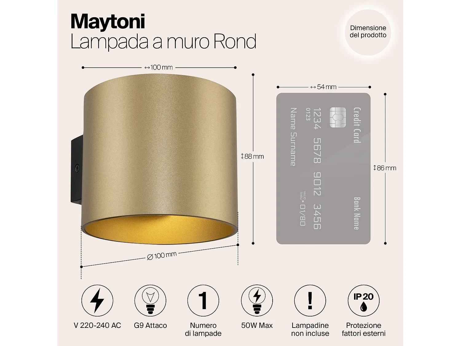 Maytoni Rond Technische Rond Wandleuchte in mattem Gold