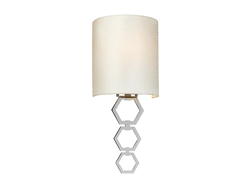 Clark Small 1 ljus vägglampa, polerad krom, ivory faux silk shade