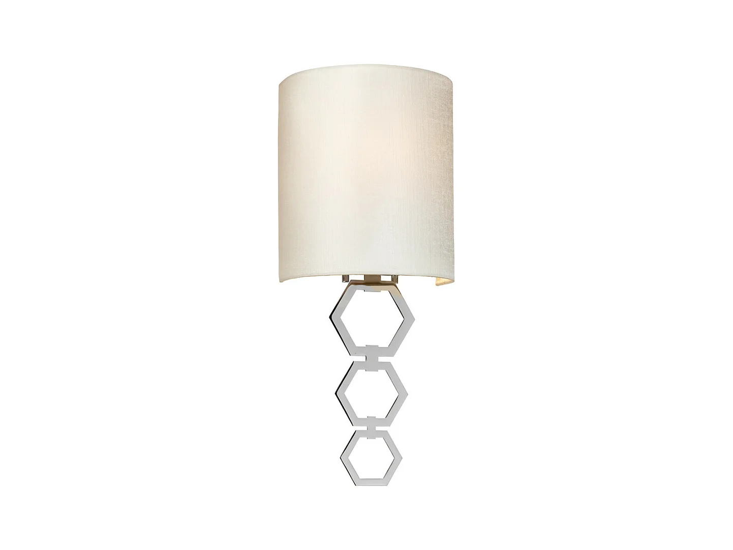 Lampada da parete Clark Small a 1 luce, cromo lucido, paralume in finta seta avorio