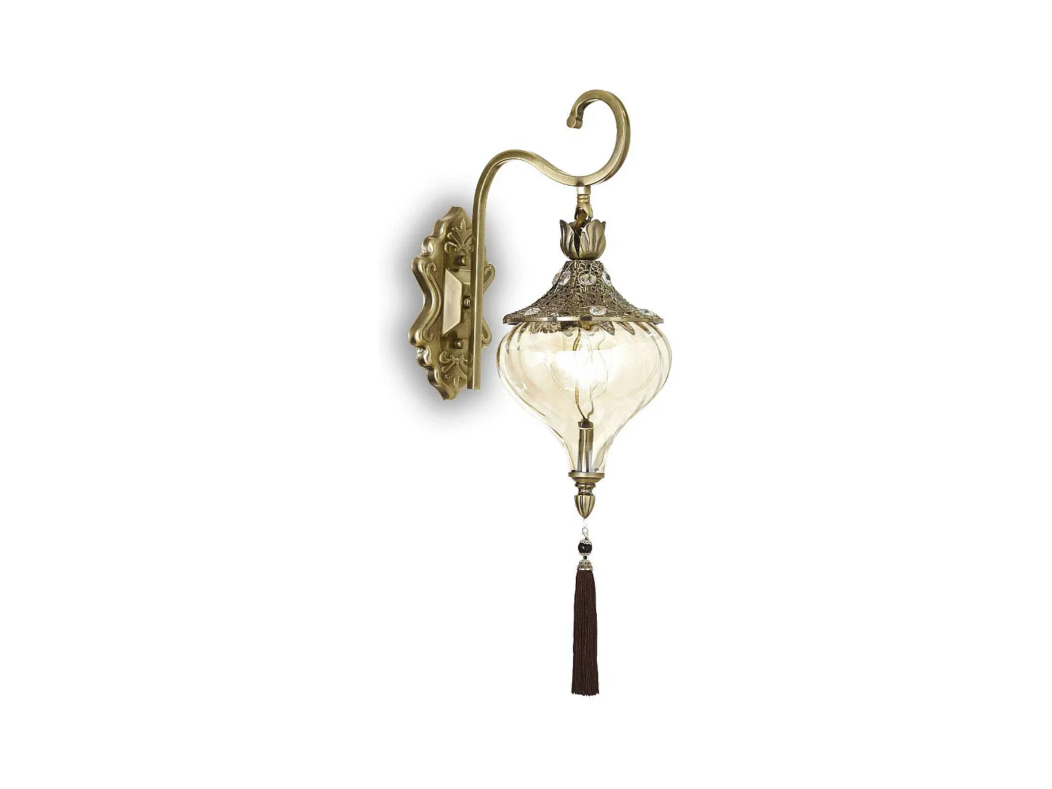 Ideal Lux Harem - Applique da parete in vetro per interni a 1 luce Ottone antico, ambra, E27