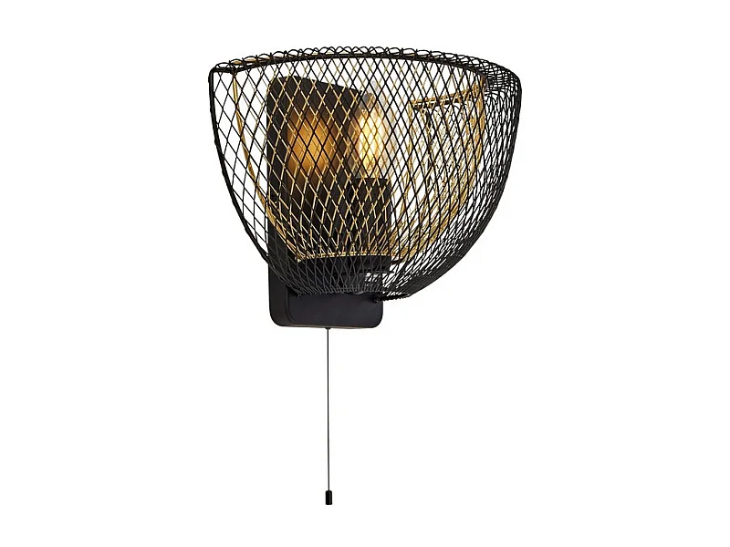 Searchlight Honeycomb 1 Light Double Layered Mesh Wall Light - Esterno nero con interno dorato