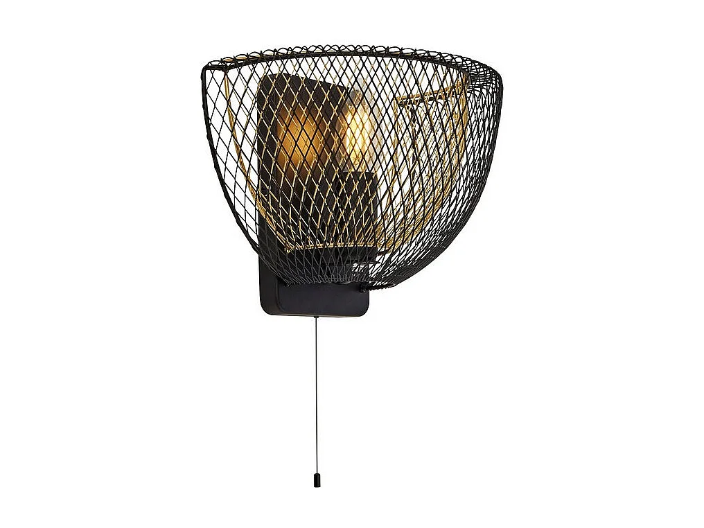 Searchlight Honeycomb 1 Light Double Layered Mesh Wall Light - Esterno nero con interno dorato