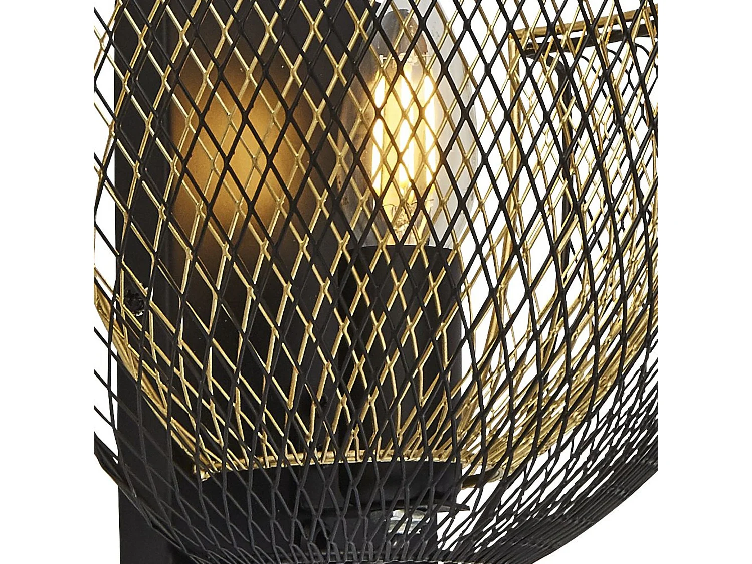 Searchlight Honeycomb 1 Light Double Layered Mesh Wall Light - Esterno nero con interno dorato