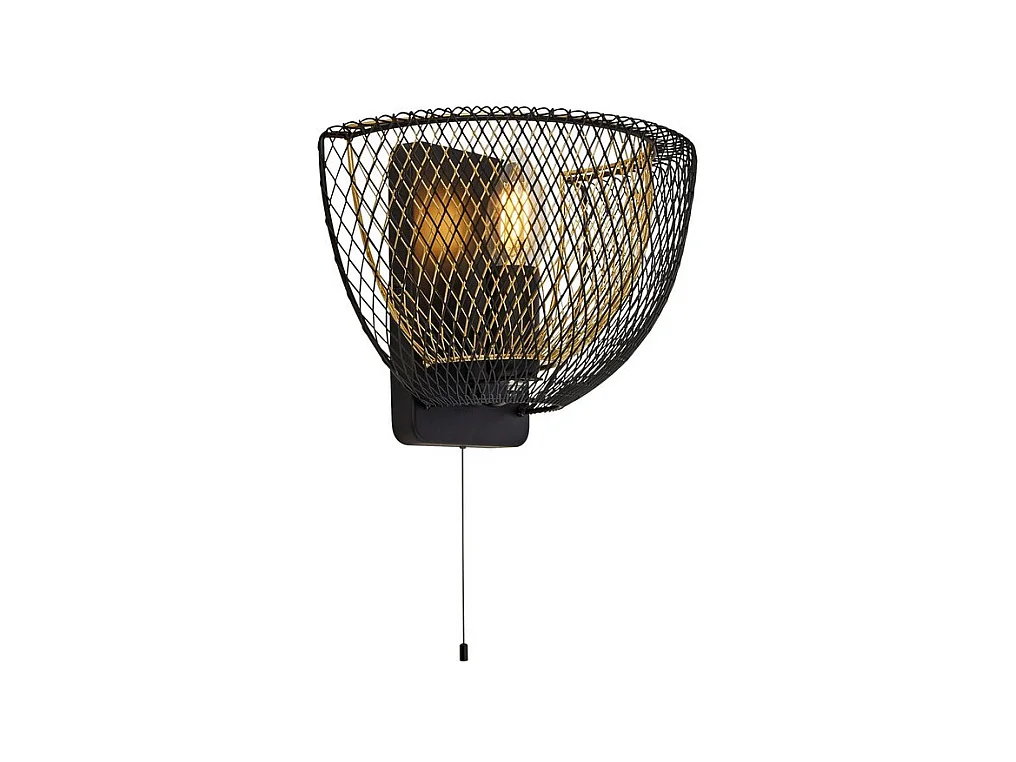 Searchlight Honeycomb 1 Light Double Layered Mesh Wall Light - Esterno nero con interno dorato