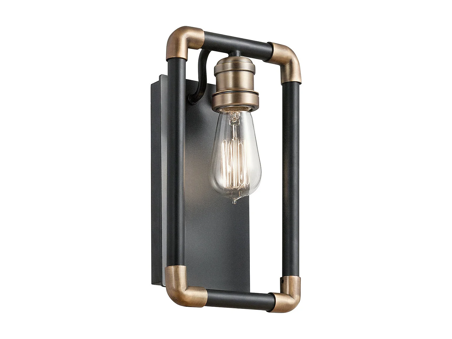 Elstead Imahn - Applique da interno a 1 luce nero, ottone naturale, attacco E27