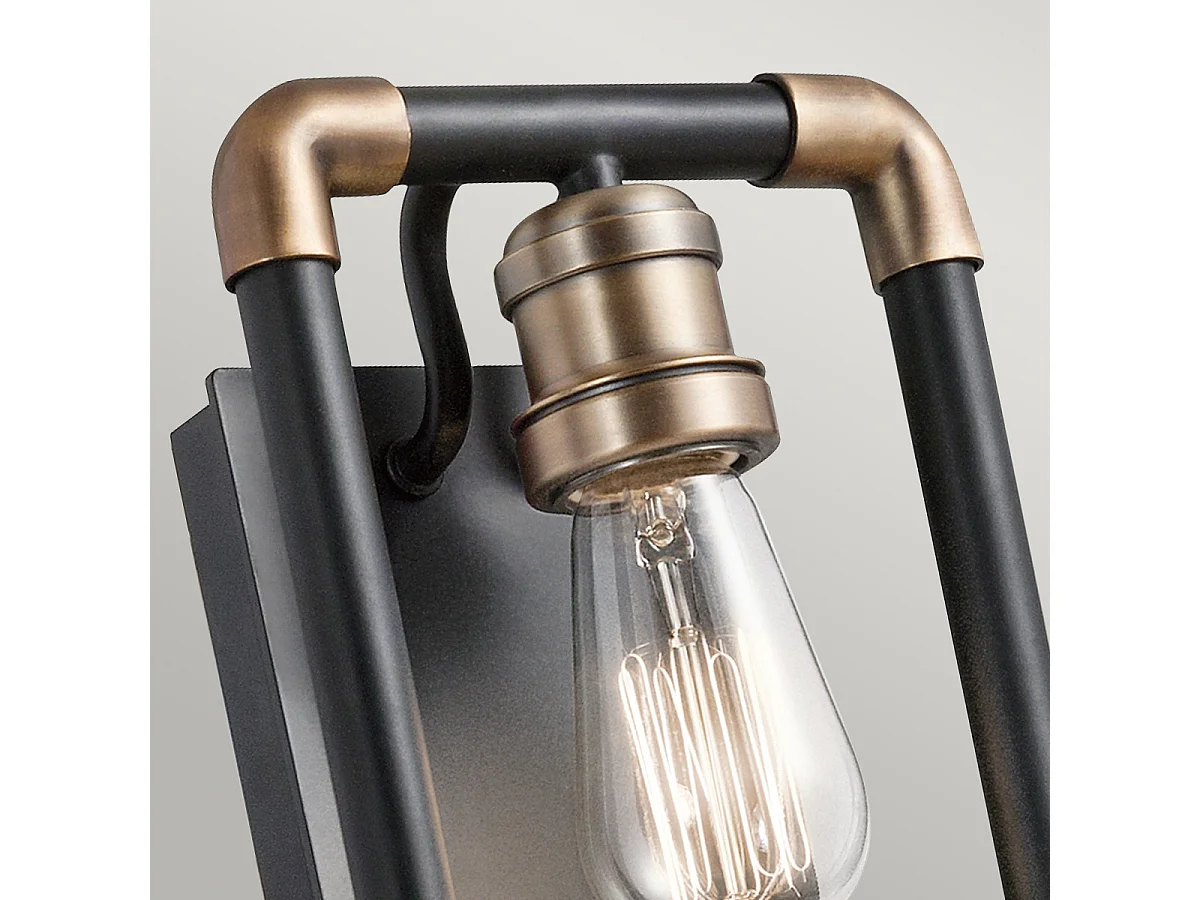 Elstead Imahn - Applique da interno a 1 luce nero, ottone naturale, attacco E27