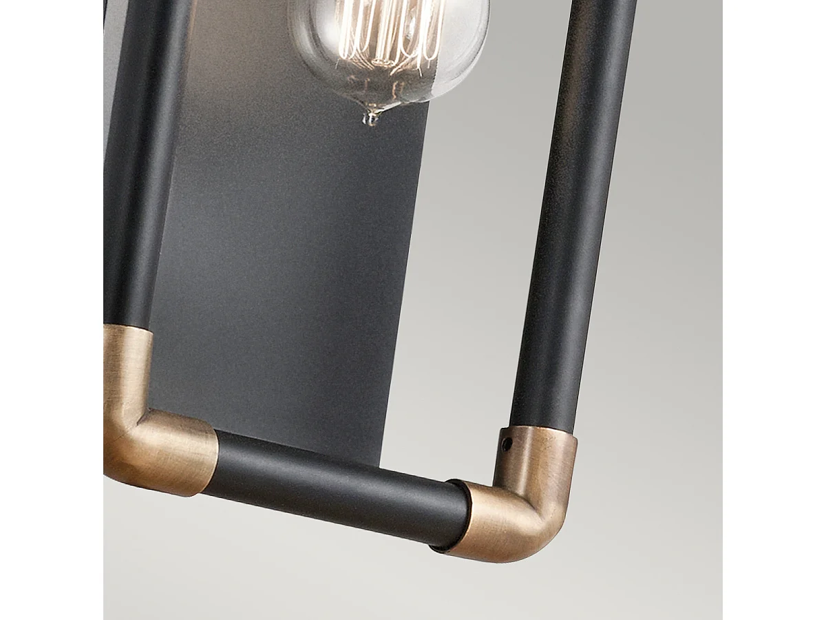 Elstead Imahn - 1 Licht Innenwandleuchte Schwarz, Naturmessing, E27