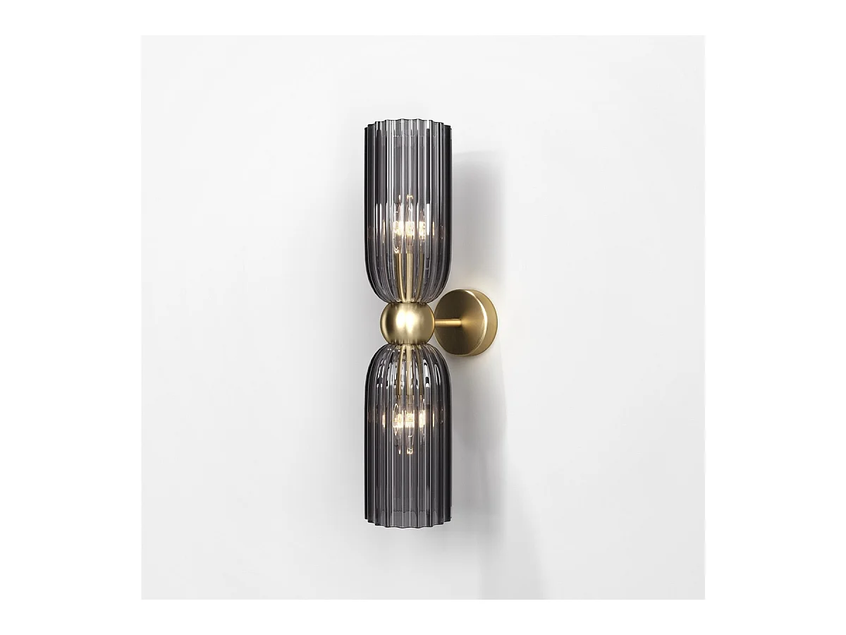 Maytoni Antic Lampada da parete moderna a 2 luci Up & Down oro, paralume grigio, E14