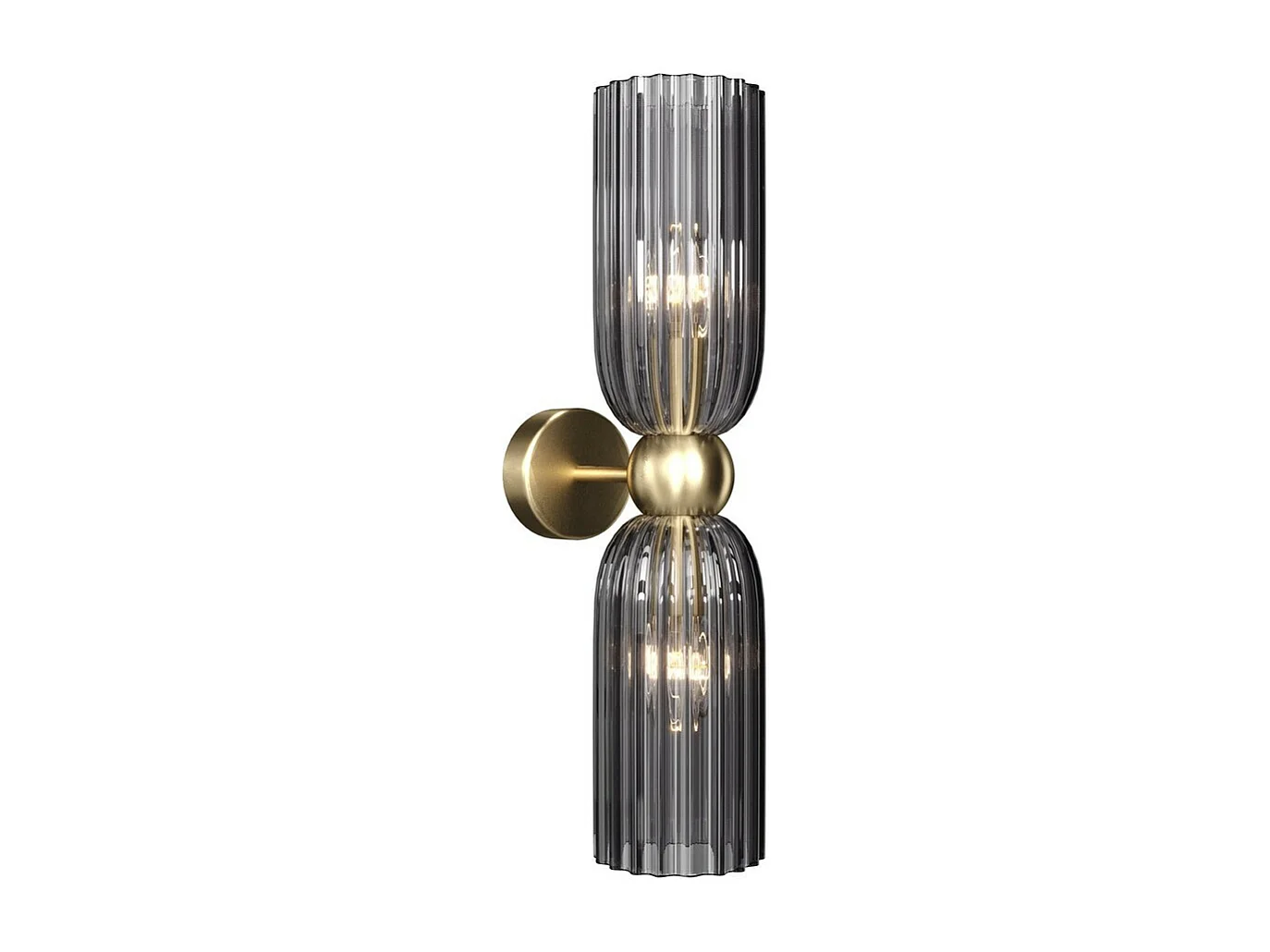 Maytoni Antic Lampada da parete moderna a 2 luci Up & Down oro, paralume grigio, E14