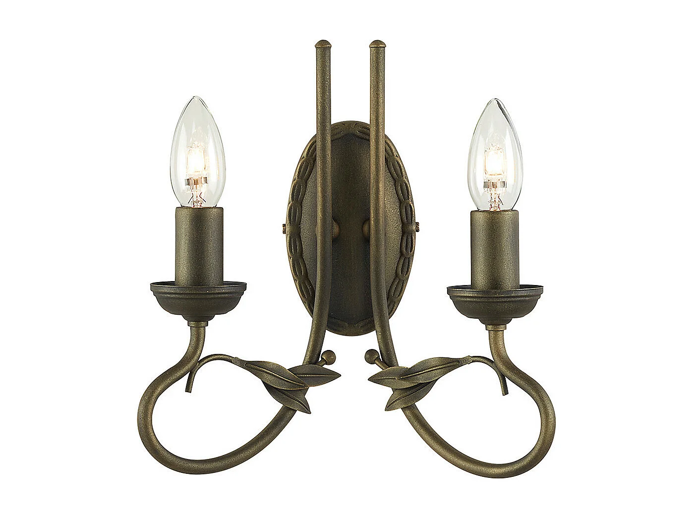 Elstead Olivia - Lampada da parete a candela per interni a 2 luci Nero, Oro, E14