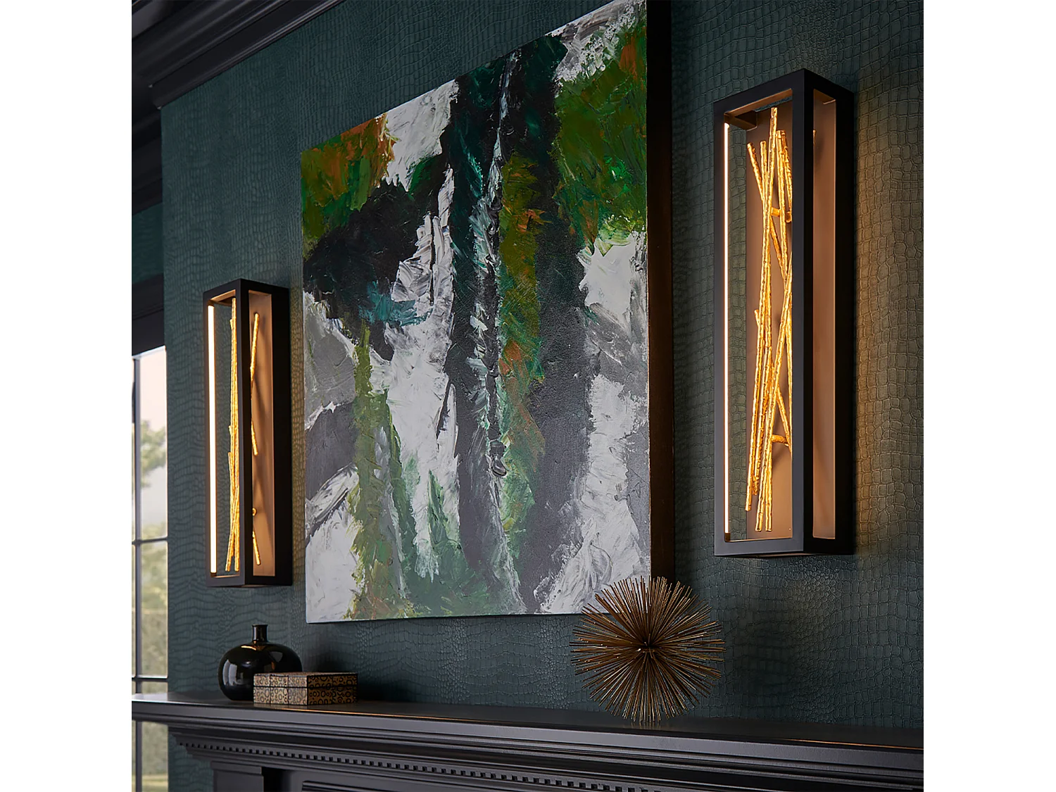 Elstead Hinkley Styx Integrierte LED-Wandleuchte Schwarz & Vergoldetes Gold, 3000K