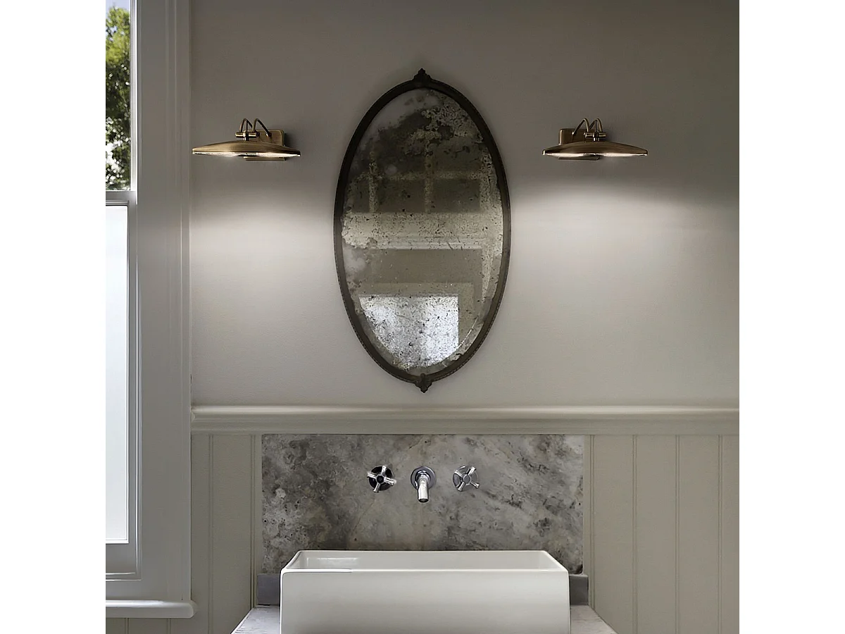 Ideal Lux Mirror-20 - Lámpara de pared con espejo para interiores, 2 luces, latón antiguo, G9