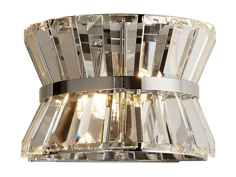 Searchlicht Uptown 2-flammige Wandleuchte aus Chrom, klarem Kristall