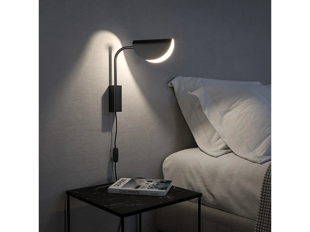 Maytoni Mollis Lámpara de pared moderna negra, pantalla acrílica