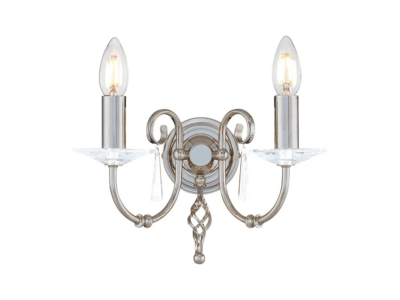 Elstead Aegean Applique murale d'intérieur à 2 ampoules, nickel poli, E14