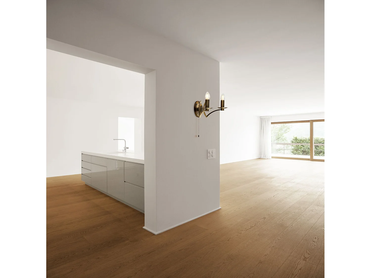 Searchlight 2 ljus vgglampa antik mssing