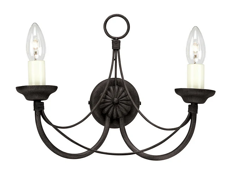 Elstead Carisbrooke 2 ljus inomhus vägglampa svart - glasskärm ingår ej, E14