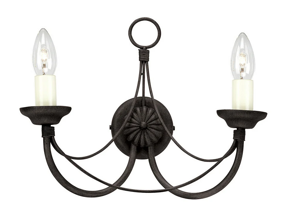 Elstead Carisbrooke 2 ljus inomhus vägglampa svart - glasskärm ingår ej, E14