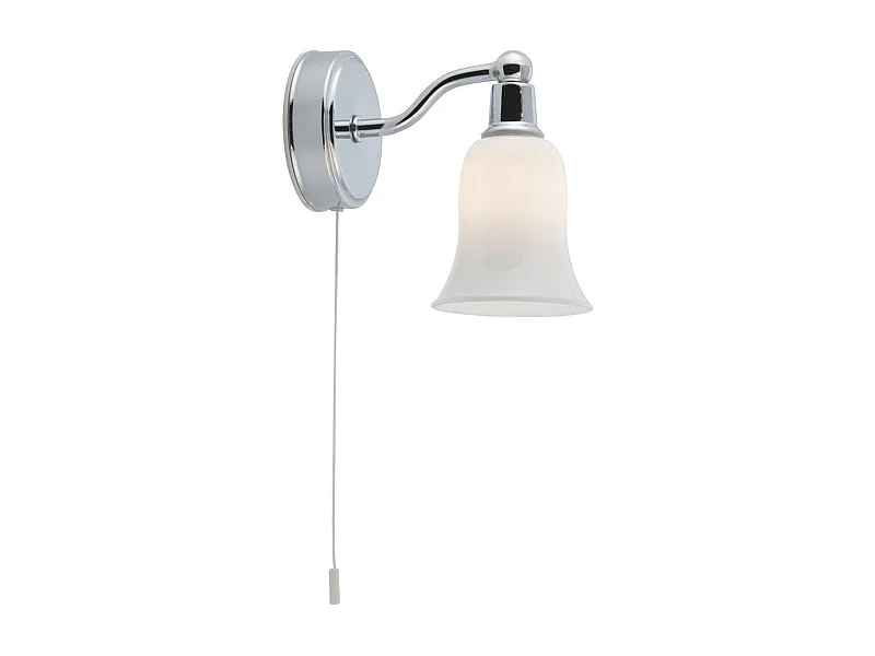 Searchlight Belvue - Applique da parete per bagno con 1 luce Cromo Paralume bianco IP44, G9