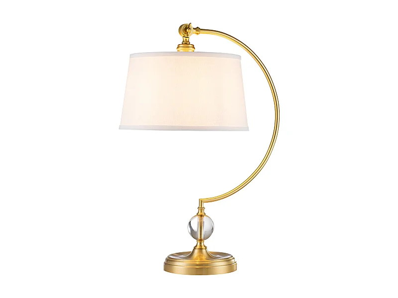 Elstead Quoizel Jenkins Lampada da tavolo con paralume tondo rastremato in ottone spazzolato