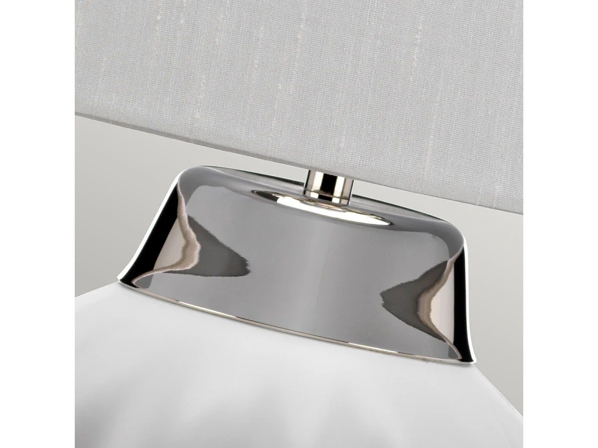 Bexley 1 licht Tischleuchte Weiß, Nickel poliert