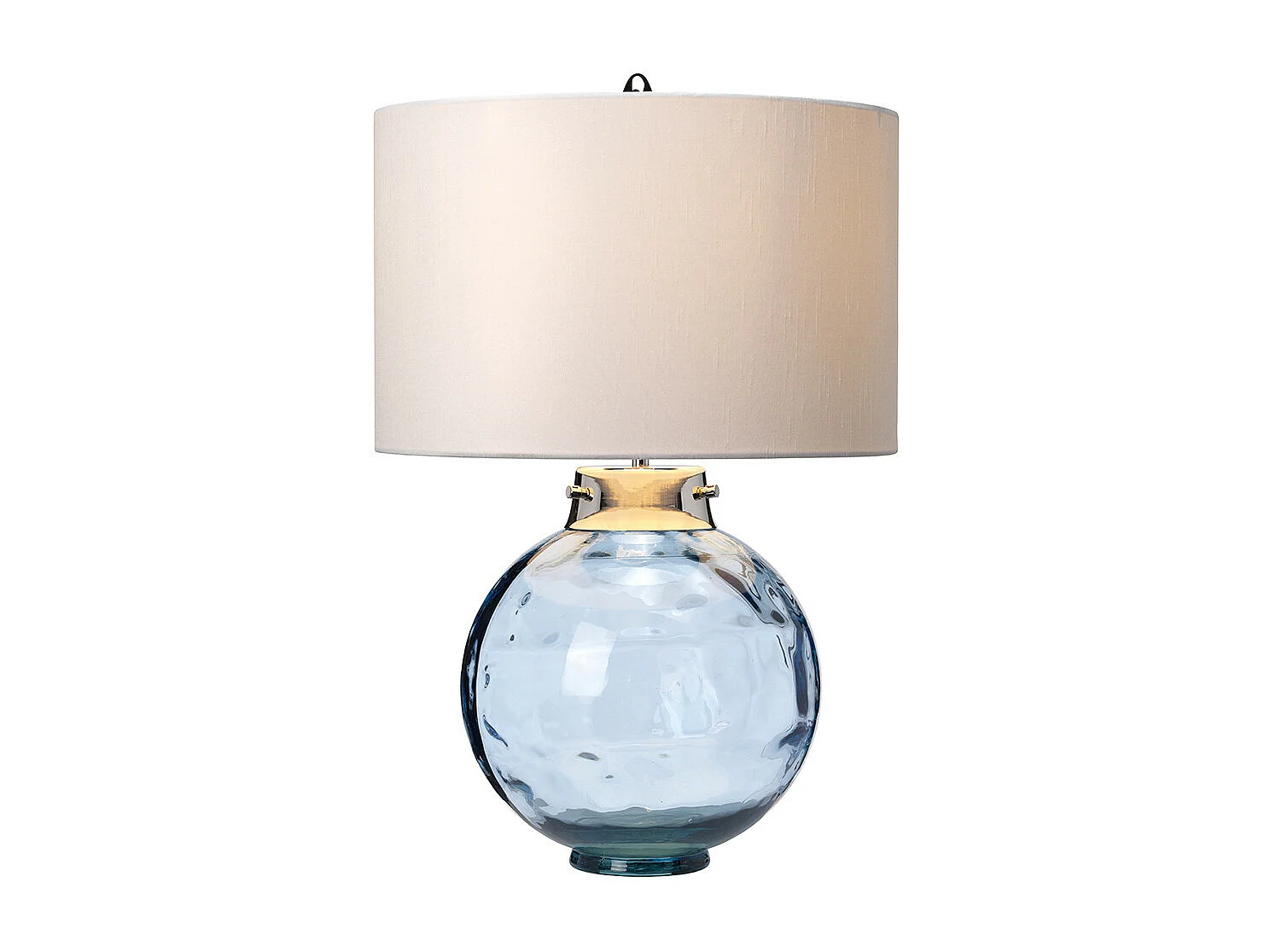 Lampe de table Kara, bleu, abat-jour en fausse soie