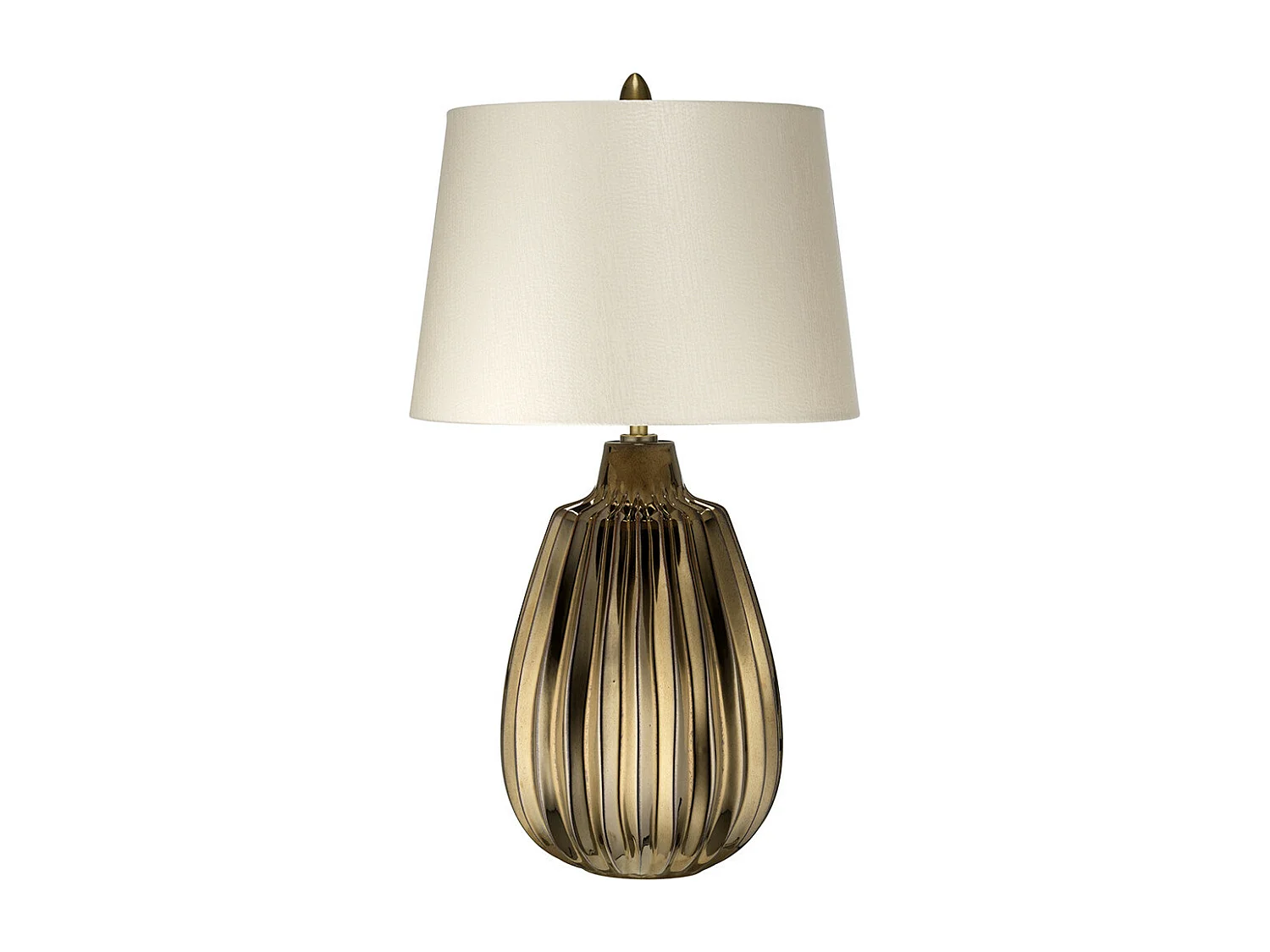 Lampada da tavolo piccola 1 luce Elstead Newham, ceramica bronzo, paralume perla, attacco E27