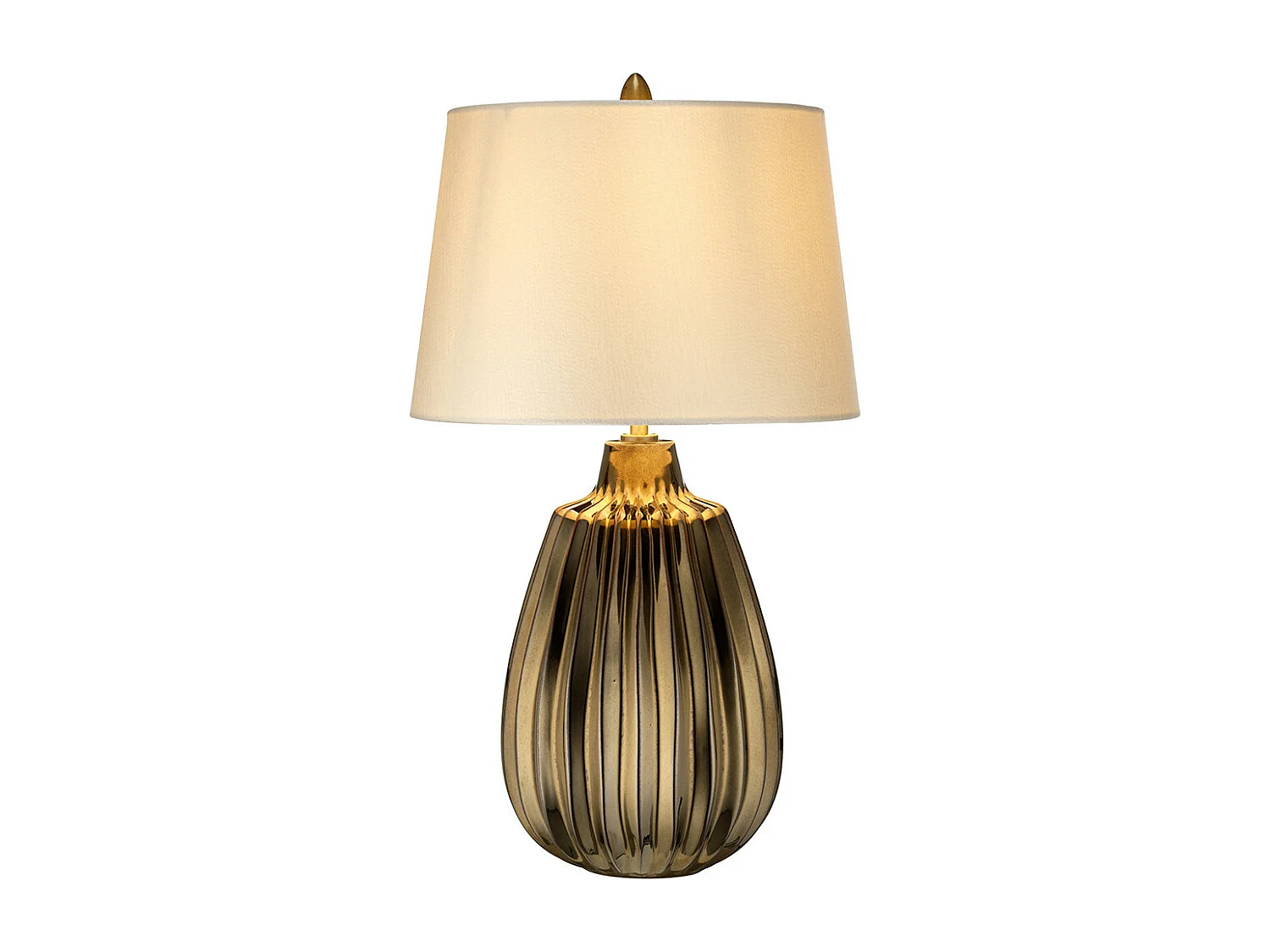 Lampada da tavolo piccola 1 luce Elstead Newham, ceramica bronzo, paralume perla, attacco E27
