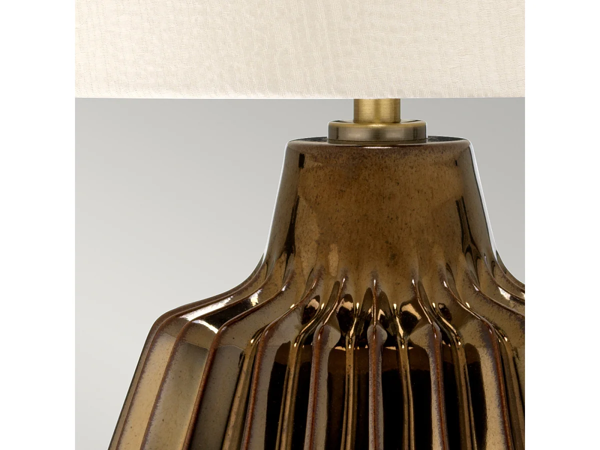 Lampada da tavolo piccola 1 luce Elstead Newham, ceramica bronzo, paralume perla, attacco E27