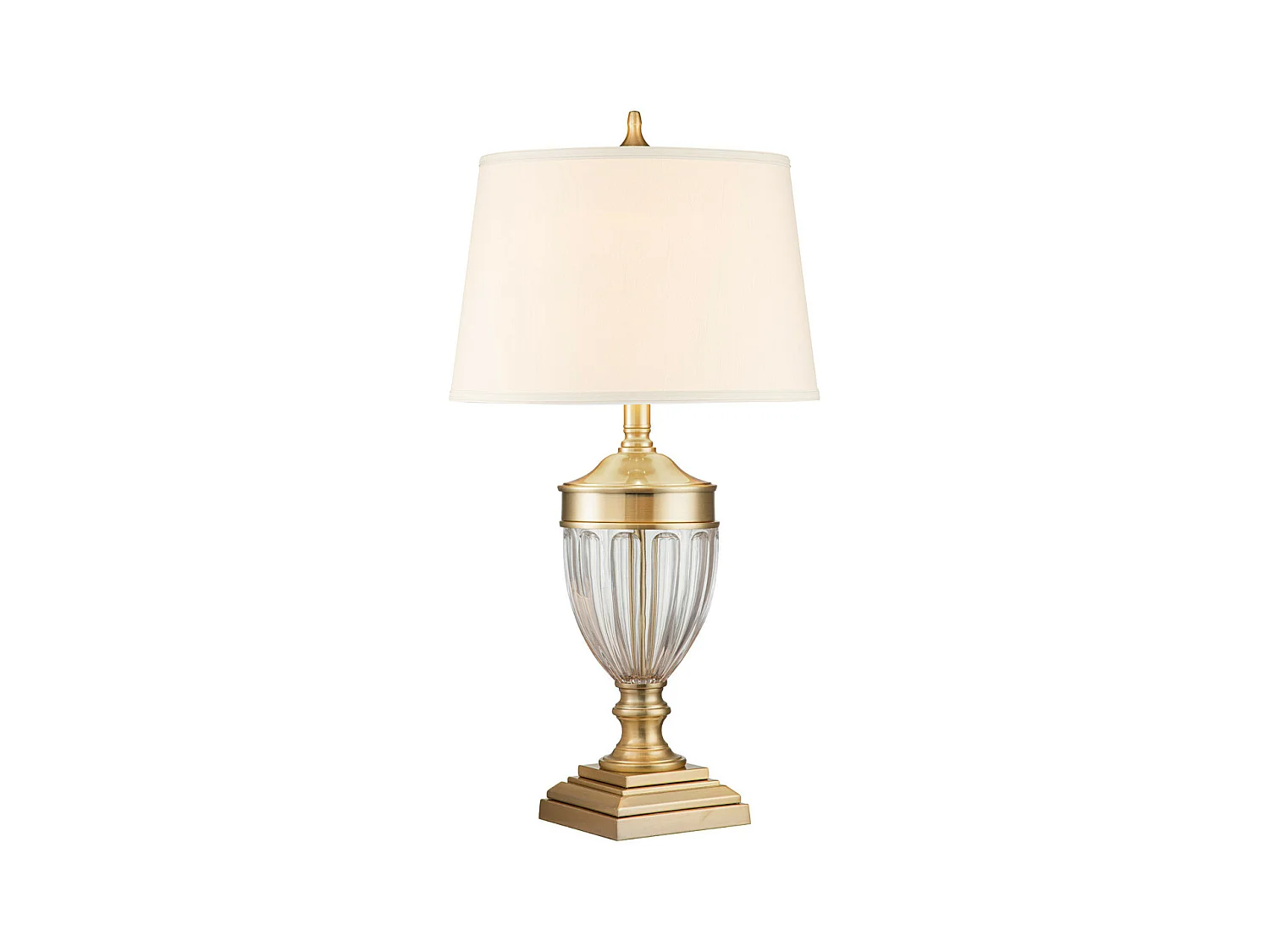 Elstead Quoizel Dennison Lampe de table avec abat-jour conique rond laiton brossé