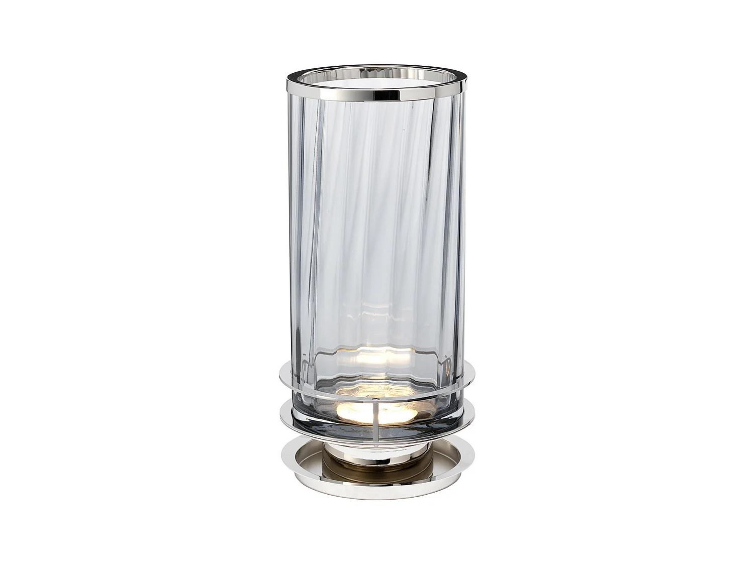 Arno Tischlampe Metallarbeiten Poliertes Nickel, Rauchglas