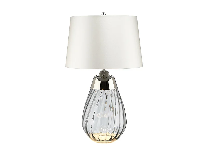Elstead Lena 2 Light Small Smoke Lampada da tavolo con paralume bianco sporco, vetro fumé, paralume bianco sporco, E27
