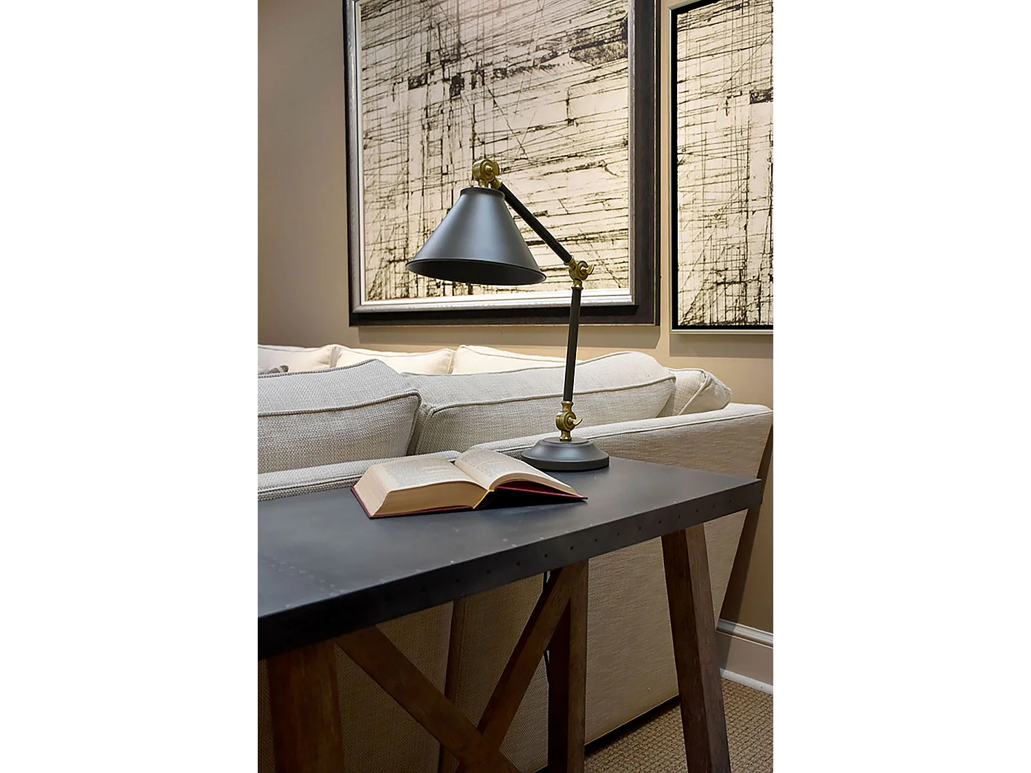 Elstead Provence Element - Lampada da tavolo a 1 luce Grigio, Ottone invecchiato, E27