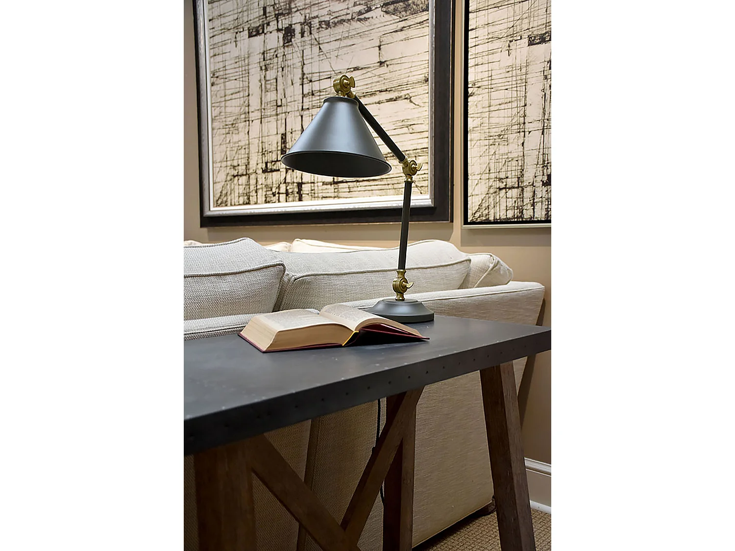 Elstead Provence Element - Lampada da tavolo a 1 luce Grigio, Ottone invecchiato, E27