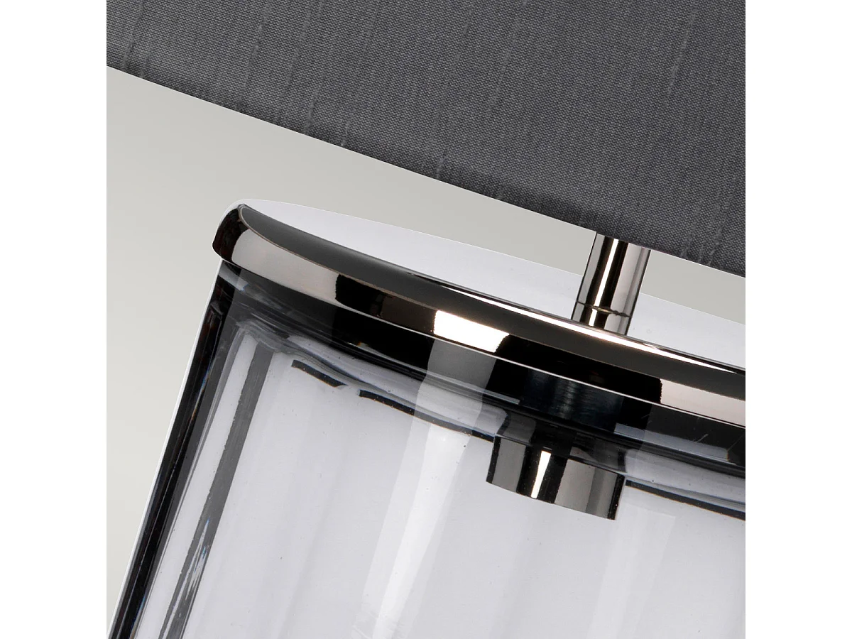 Reno Tischlampe Metallarbeiten Poliertes Nickel, Rauchglas