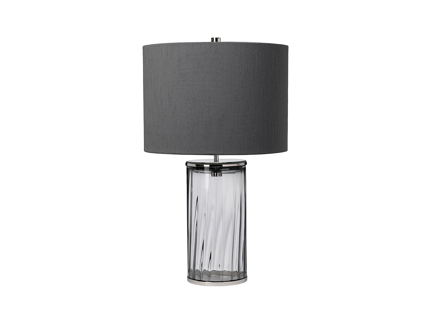 Reno Tischlampe Metallarbeiten Poliertes Nickel, Rauchglas