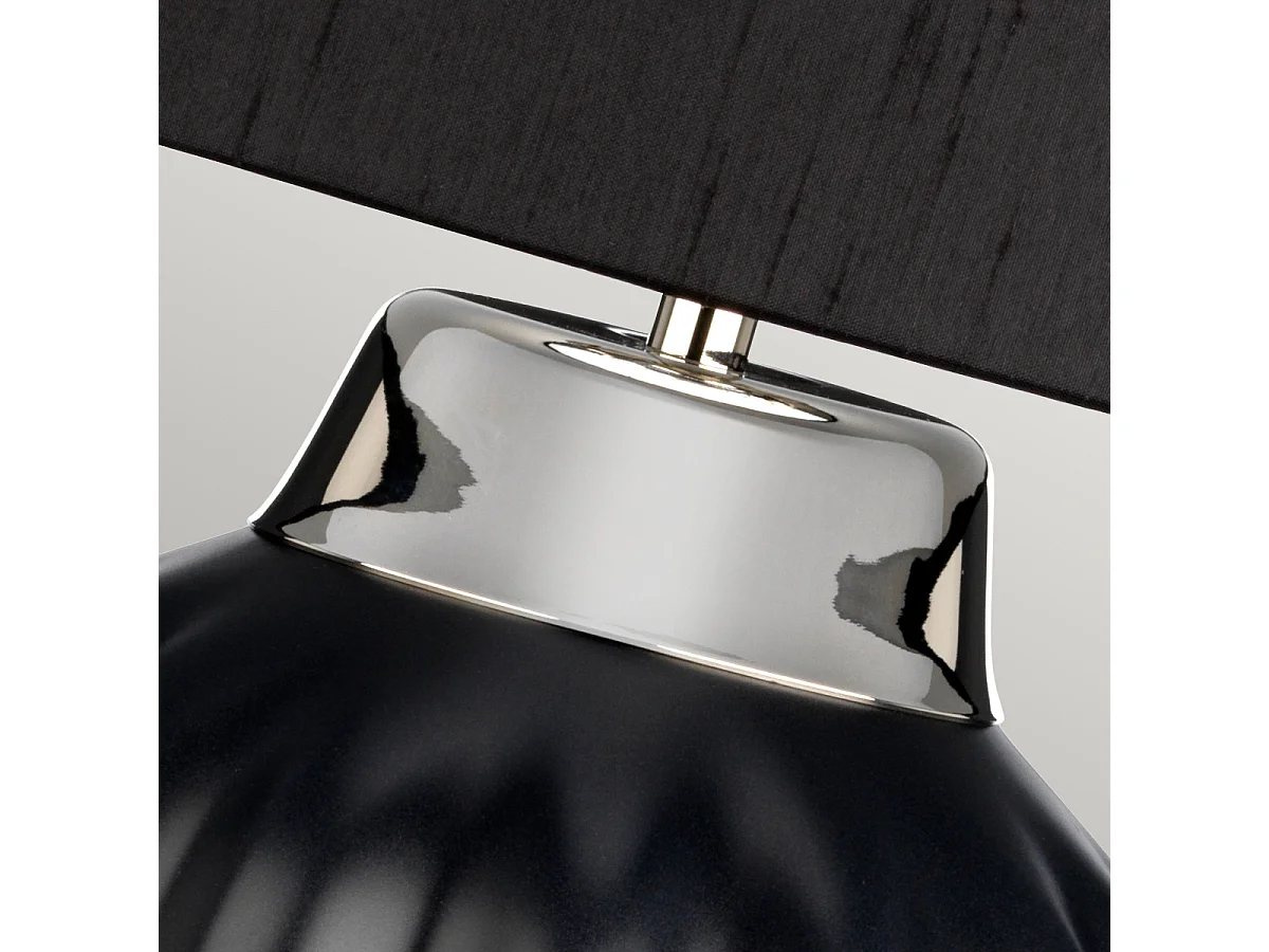 Bexley Lampada da tavolo a 1 luce nera, nichel lucido