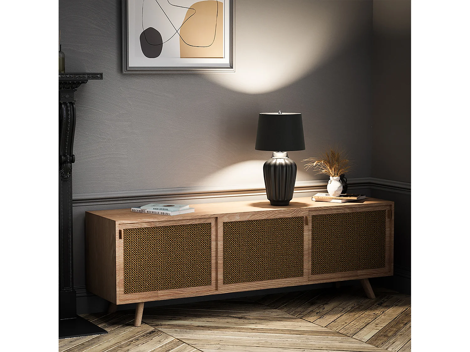 Bexley Lampada da tavolo a 1 luce nera, nichel lucido