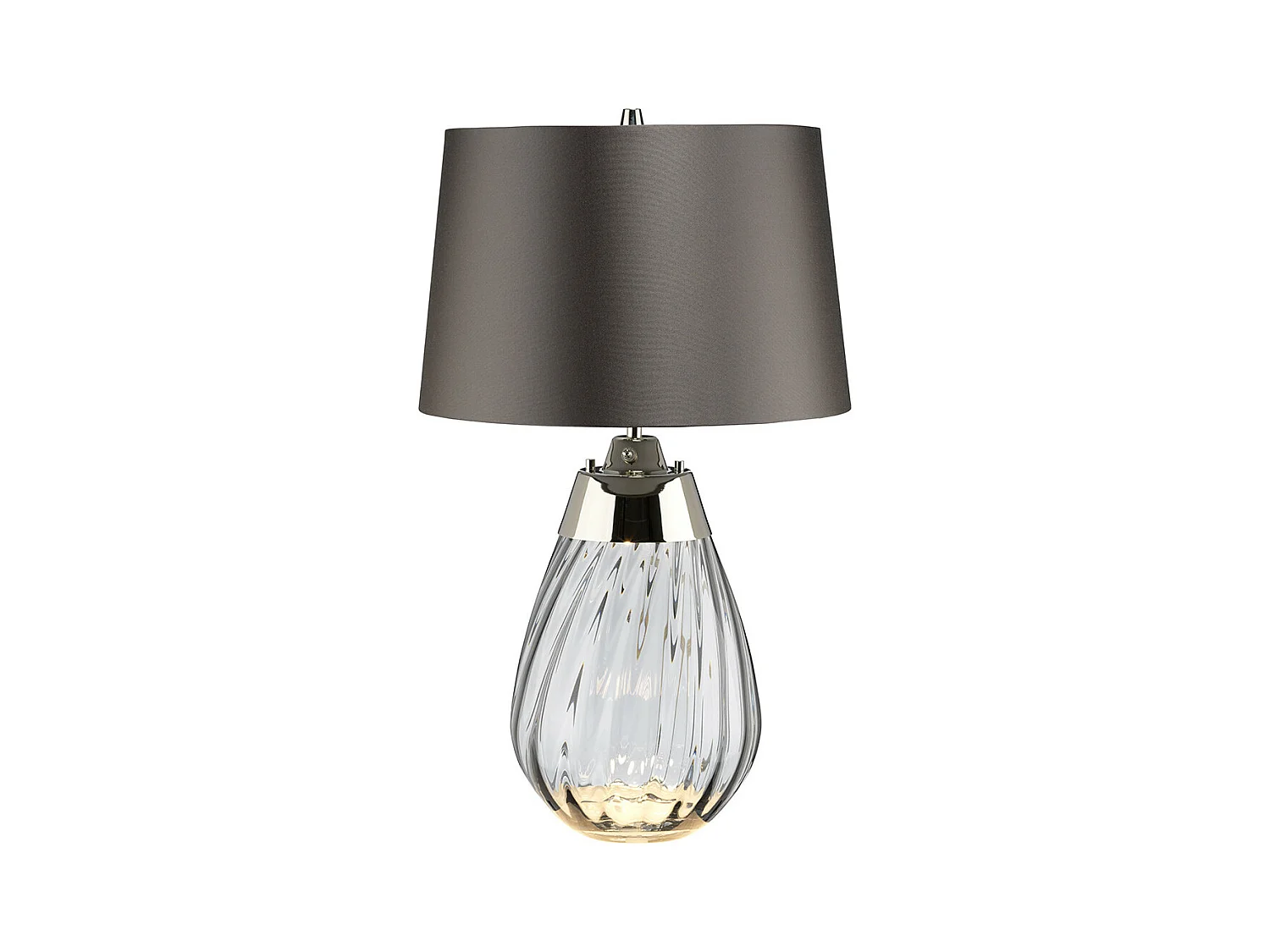 Elstead Lena 2 Light Small Smoke Lampada da Tavolo, Vetro Fumé, Paralume Ardesia, E27
