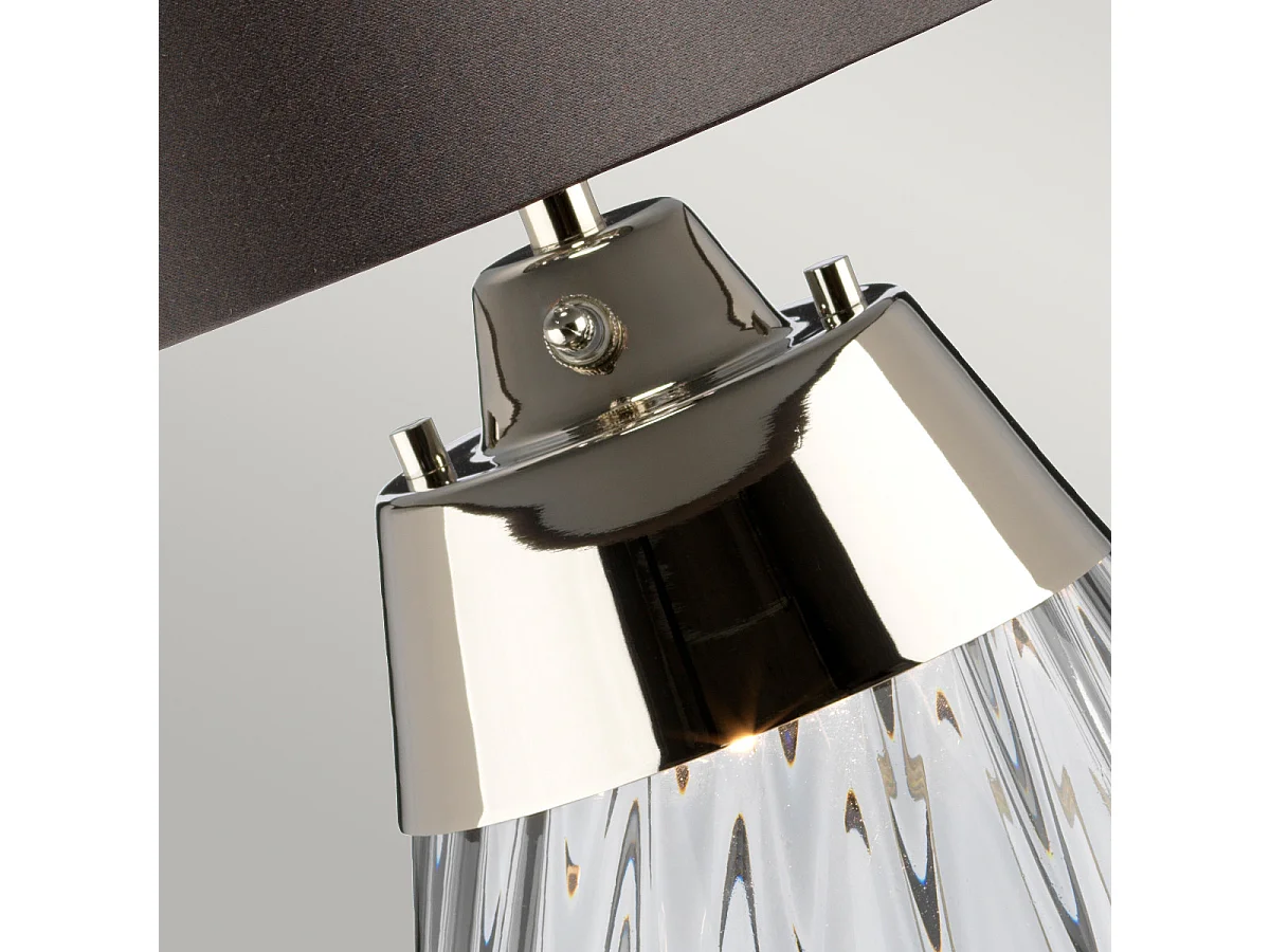 Elstead Lena 2 Leichte kleine Rauchtischlampe, rauchgetöntes Glas, Schieferschirm, E27