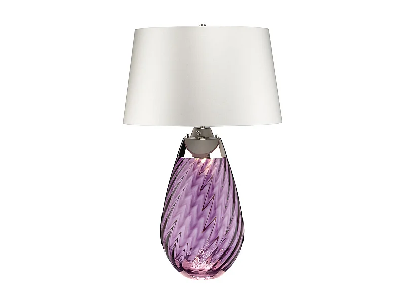 Lampada da tavolo Elstead Lena 2 luci grande prugna con paralume bianco sporco, vetro color prugna, paralume bianco sporco, E27