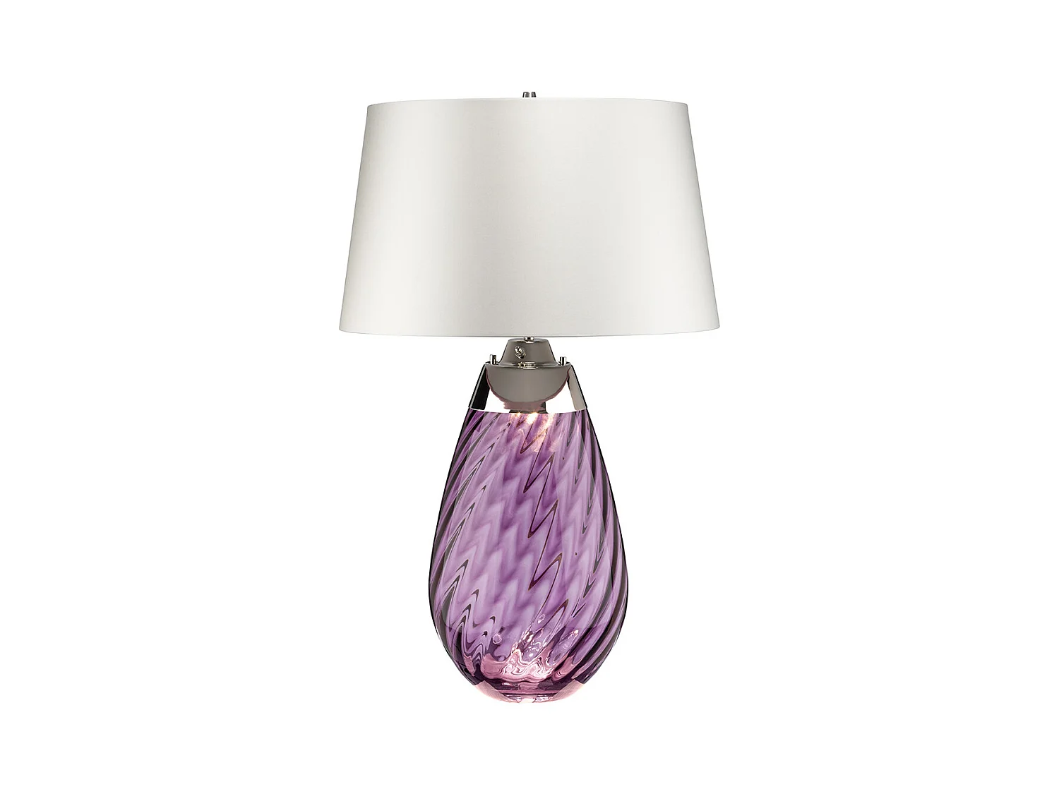 Elstead Lena Grande lampe de table prune à 2 ampoules avec abat-jour blanc cassé, verre teinté prune, abat-jour blanc cassé, E27
