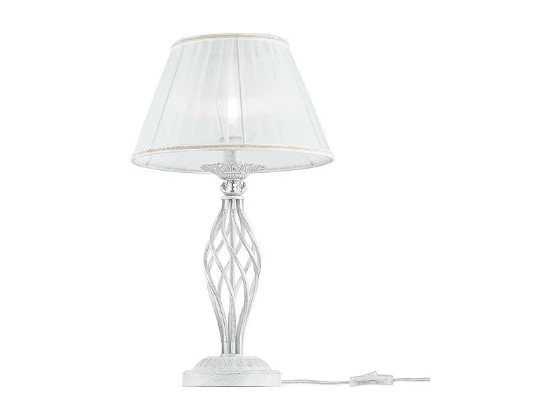 Grace Tischlampe Weiß mit Gold & Kristall, 1 Licht, E14