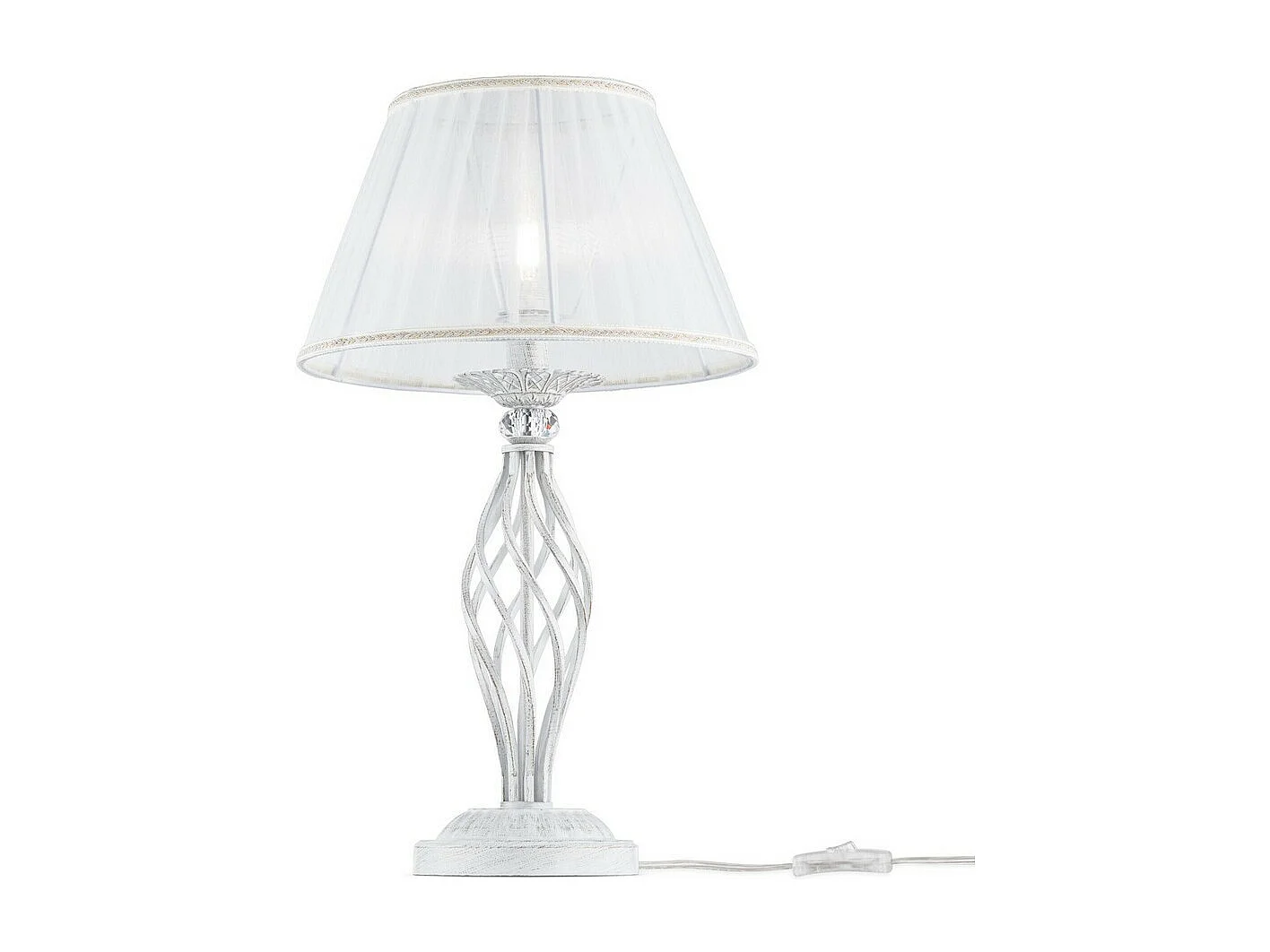 Grace Tischlampe Weiß mit Gold & Kristall, 1 Licht, E14