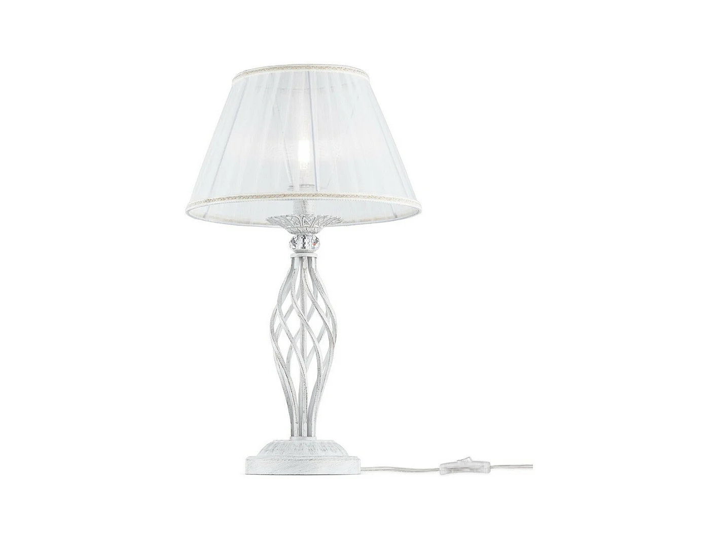 Grace Lámpara de Mesa Blanca con Oro y Cristal, 1 Luz, E14